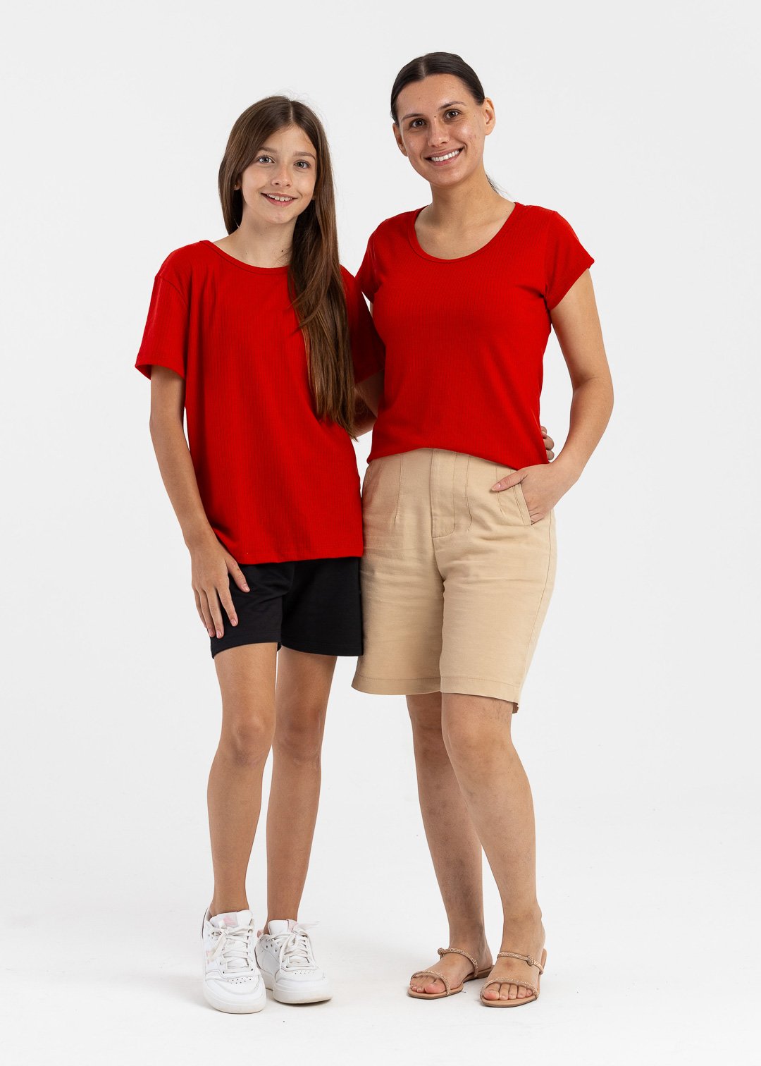 camiseta canelada infantil adulto vermelho 2