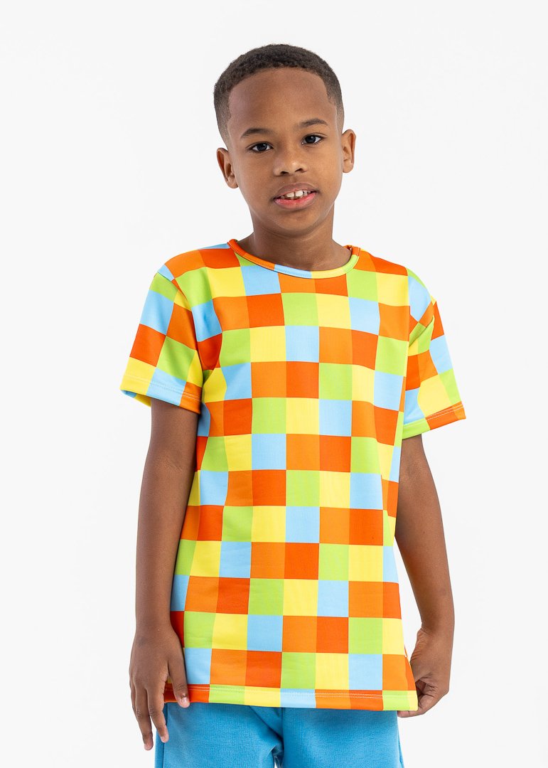 camiseta infantil preco qualidade mol xadrez amarelo 3