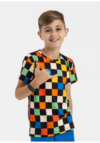 camiseta infantil preco qualidade mol xadrez
