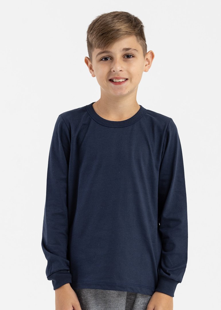 camiseta infantil preco qualidade manga longa malha azul marinho 2