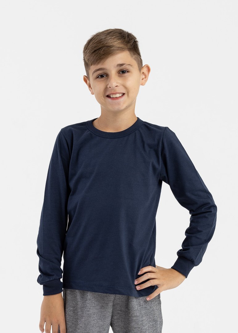 camiseta infantil preco qualidade manga longa malha azul marinho