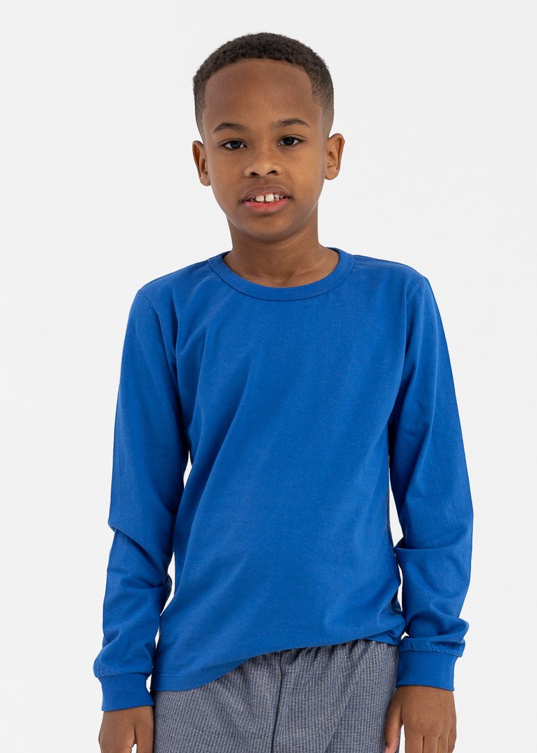camiseta infantil preco qualidade manga longa malha azul royal 2