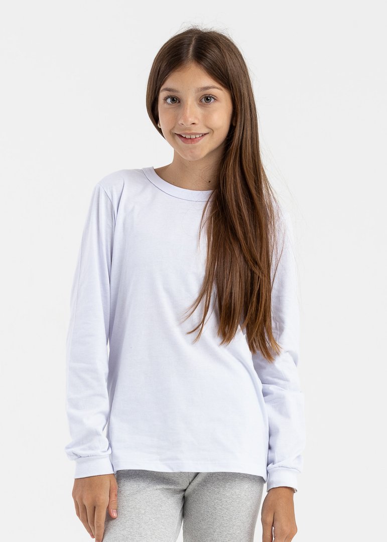camiseta infantil preco qualidade manga longa malha branco 4