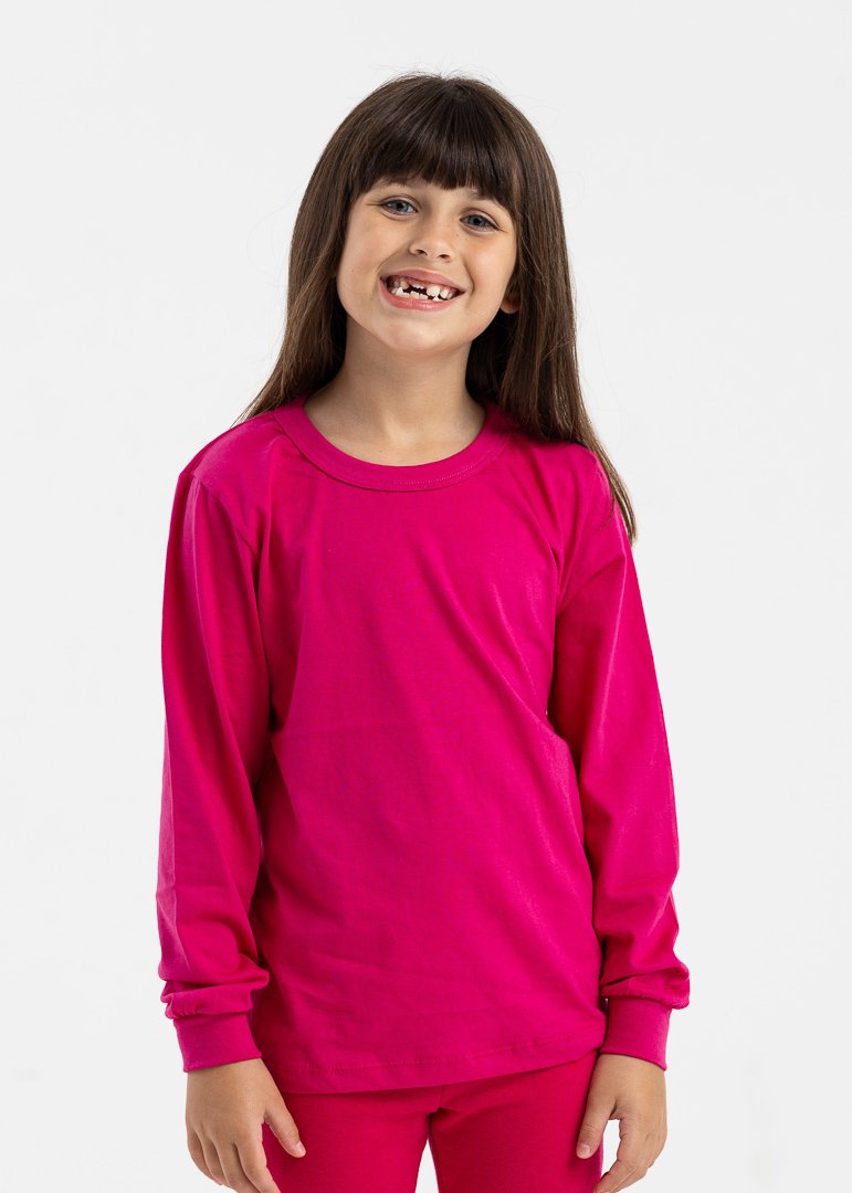 camiseta infantil preco qualidade manga longa malha pink 2