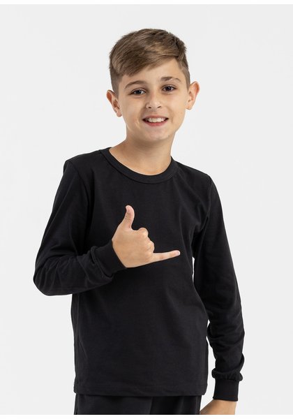camiseta infantil preco qualidade manga longa malha preto 5