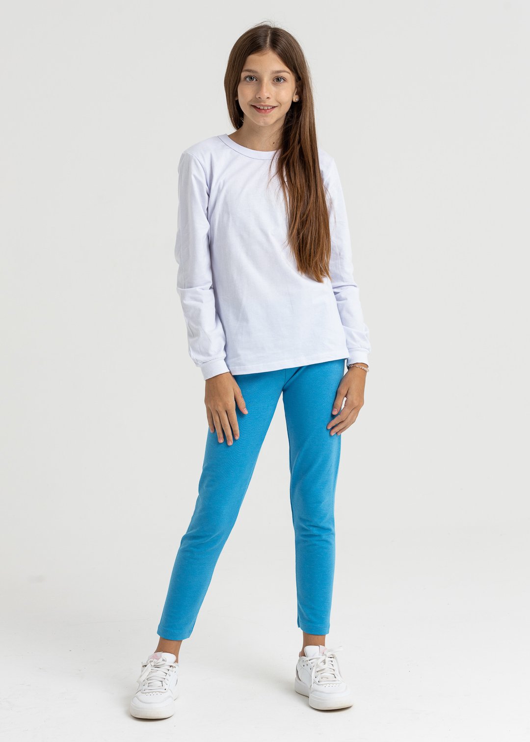 camiseta manga longa branco e legg molecotton azul preco e qualidade