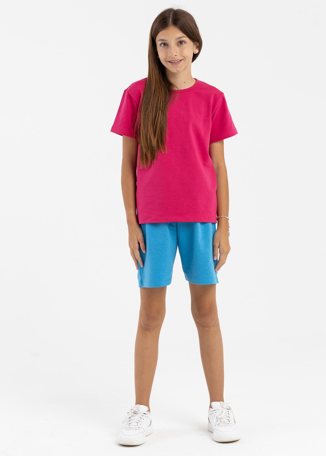 camiseta molecotton pink e bermuda molecotton azul conforto e preco