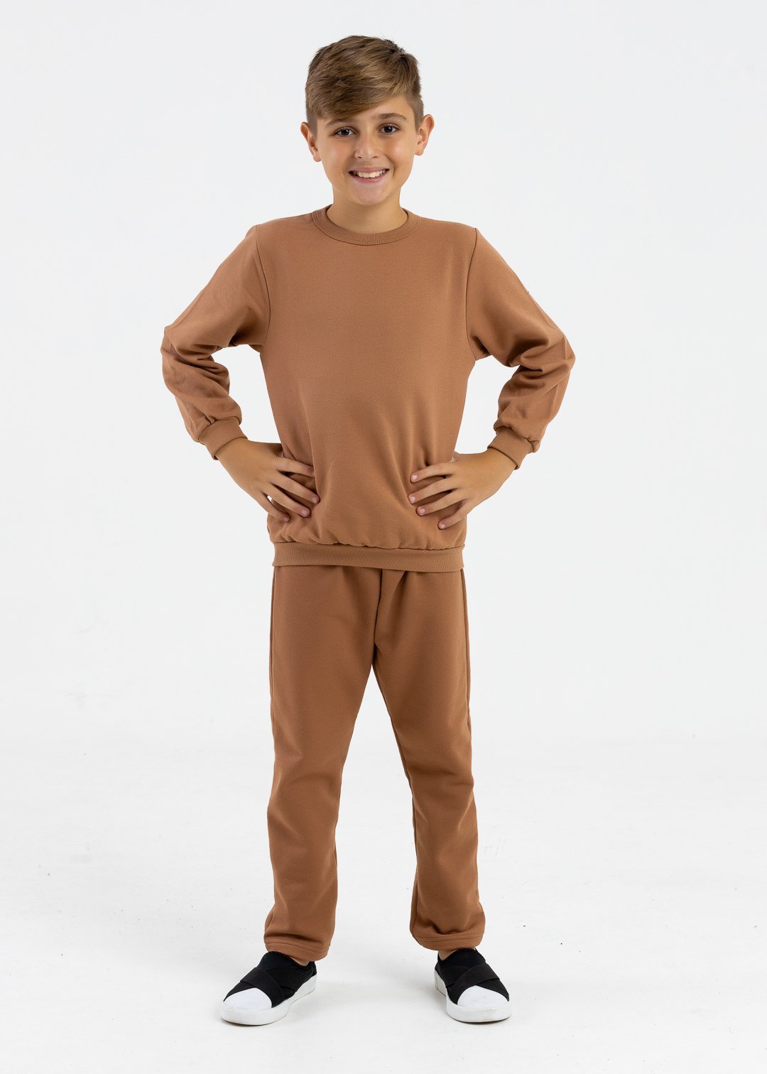 comprar moda infantil direto de fabrica online brilha kids calca bainha marrom casaco