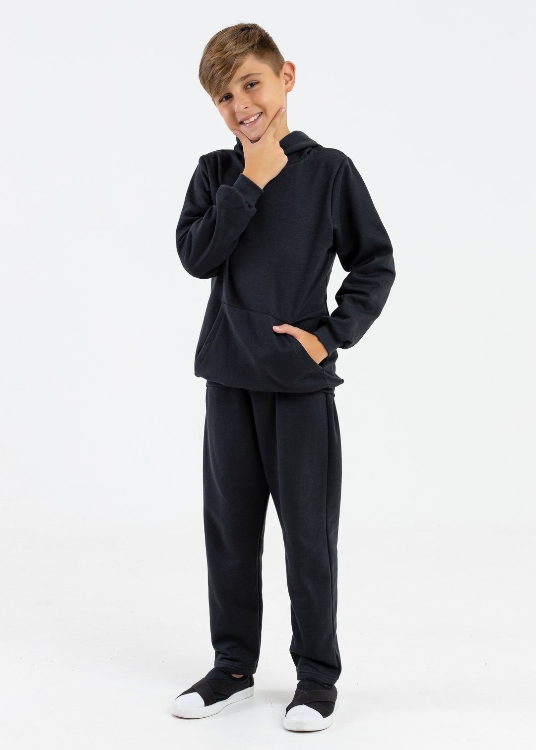 comprar moda infantil direto de fabrica online brilha kids calca bainha preto casaco preto