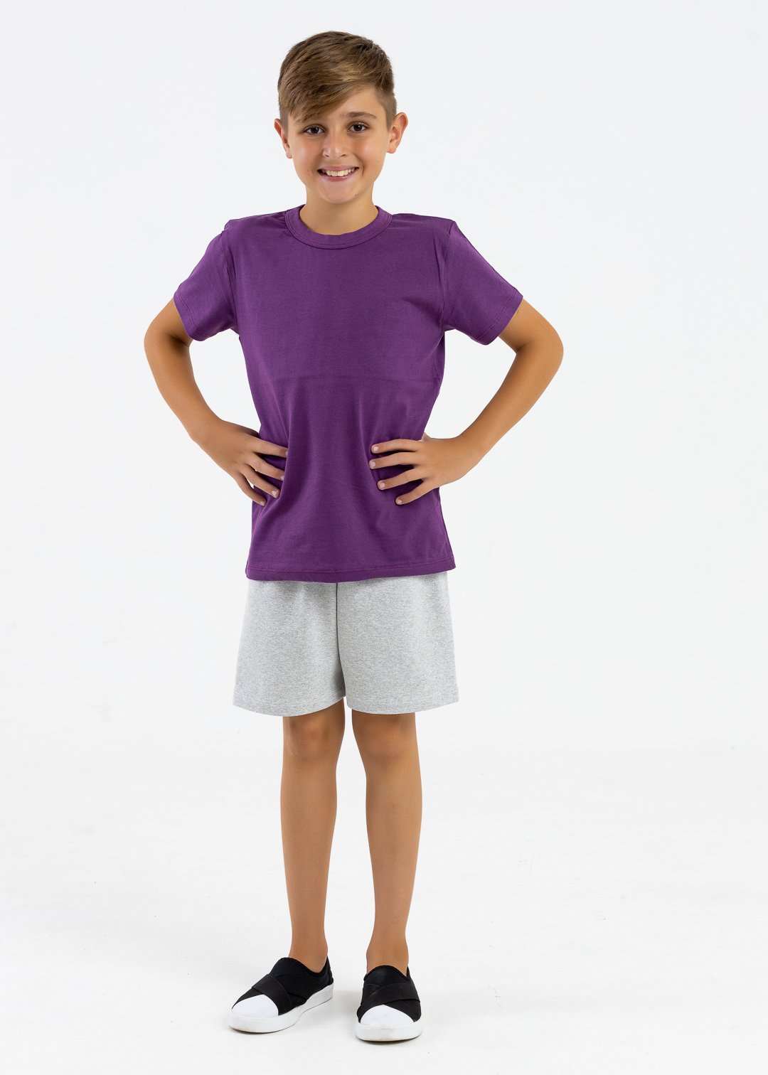 comprar moda infantil direto de fabrica online brilha kids camiseta manga curta meia malha roxo 3