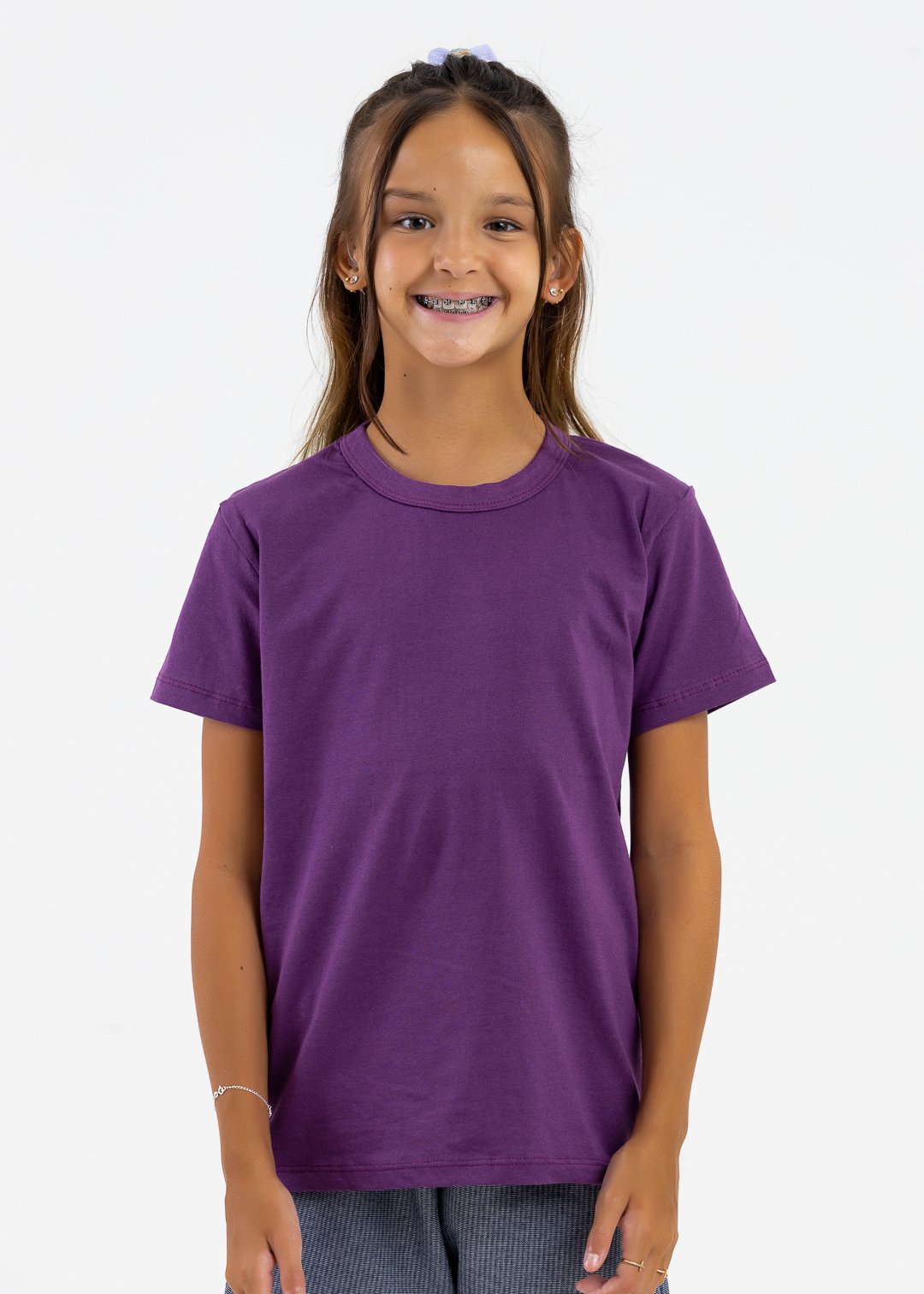 comprar moda infantil direto de fabrica online brilha kids camiseta manga curta meia malha roxo 4