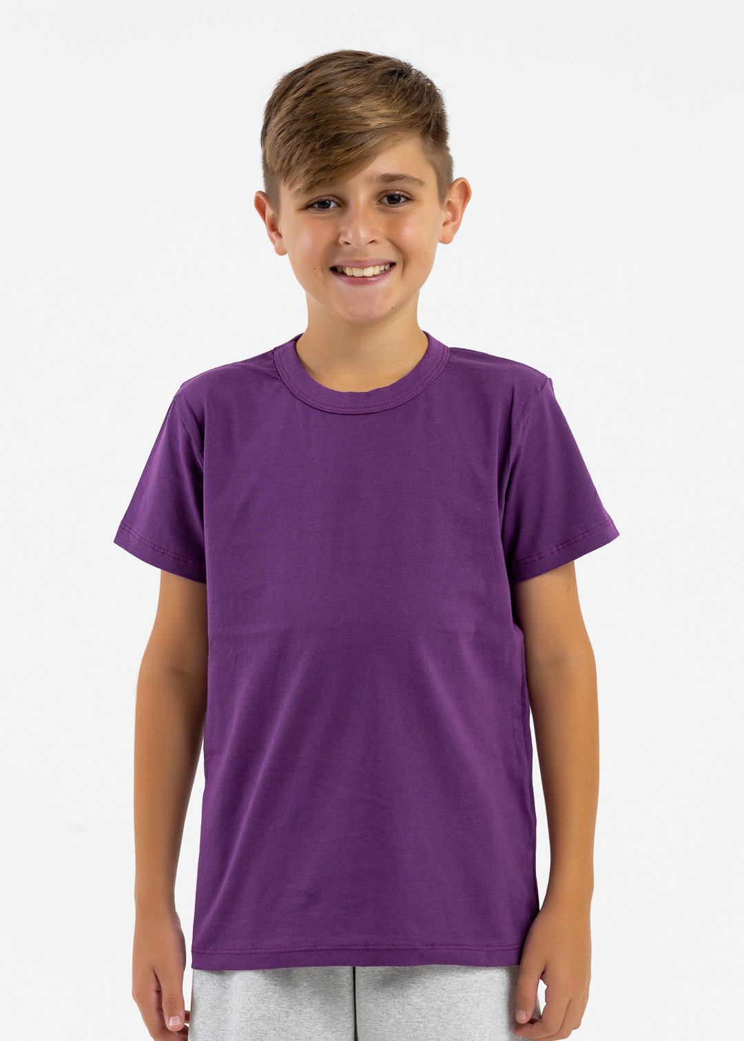 comprar moda infantil direto de fabrica online brilha kids camiseta manga curta meia malha roxo