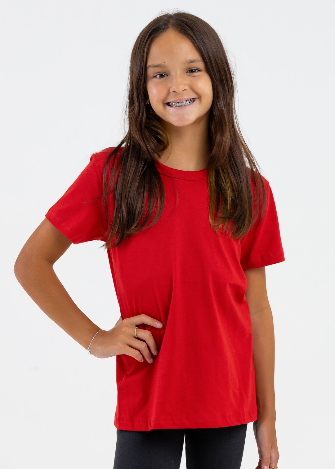 comprar moda infantil direto de fabrica online brilha kids camiseta manga curta meia malha vermelho