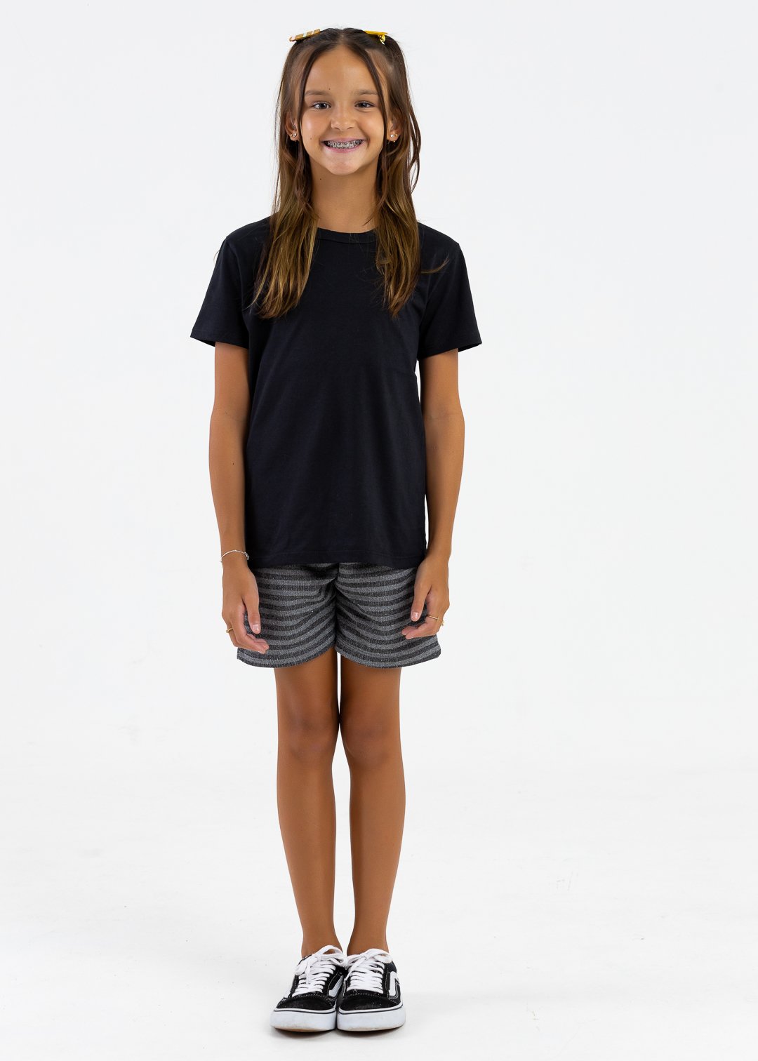 comprar moda infantil direto de fabrica online brilha kids camiseta manga curta meia malha preto 5