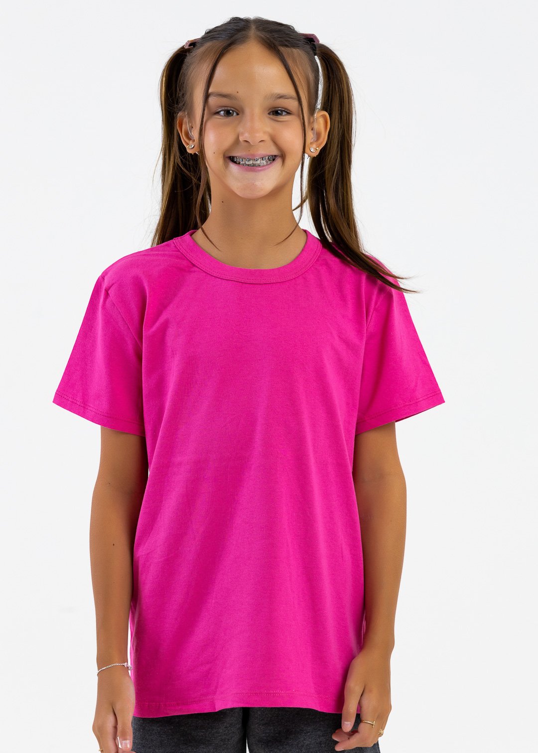comprar moda infantil direto de fabrica online brilha kids camiseta manga curta meia malha rosa pink