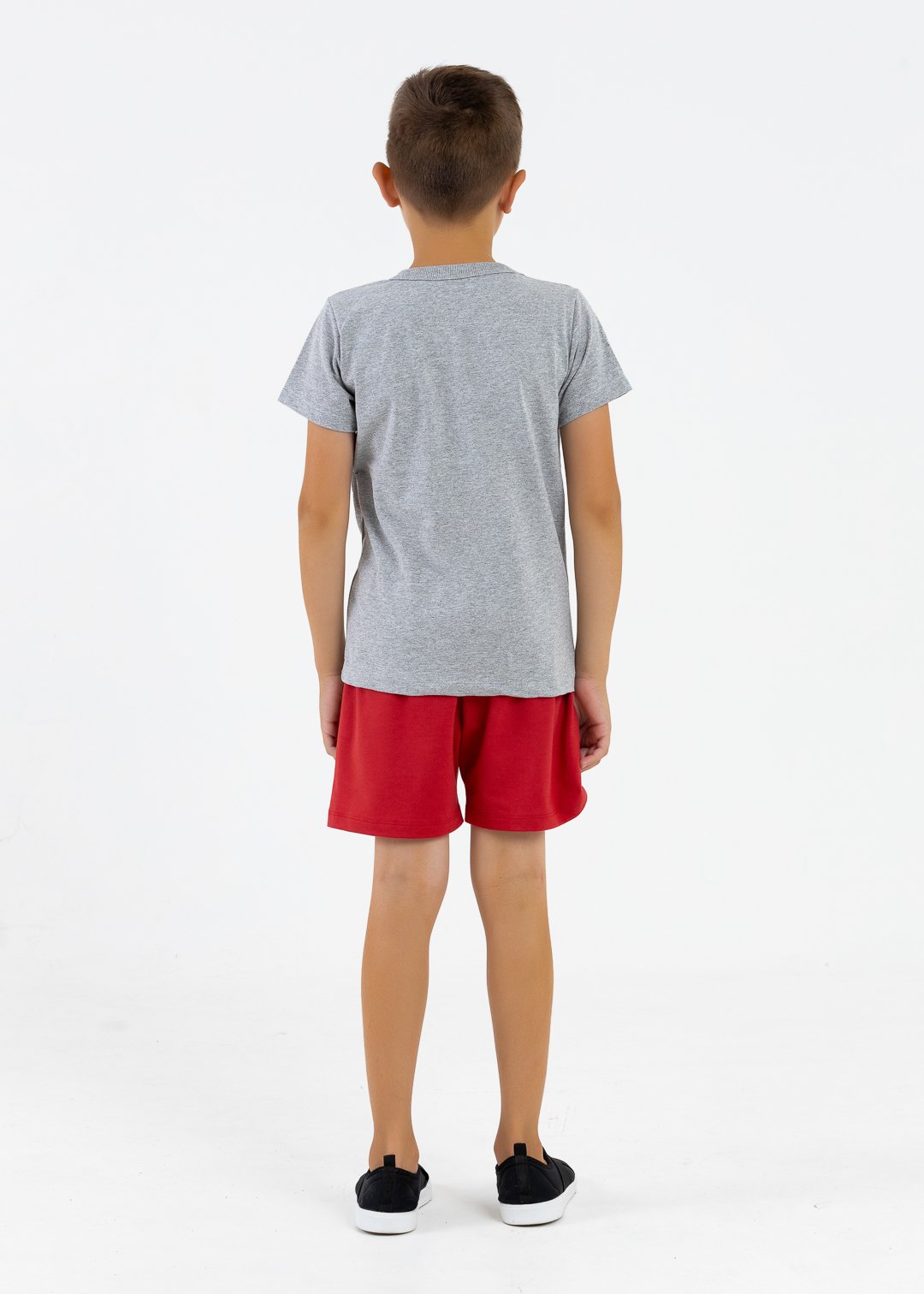 comprar moda infantil direto de fabrica online brilha kids camiseta manga curta meia malha cinza mescla 3