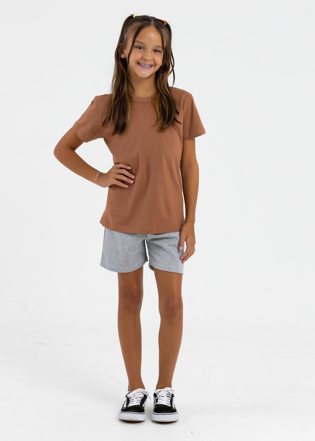 comprar moda infantil direto de fabrica online brilha kids camiseta manga curta meia malha marrom 6