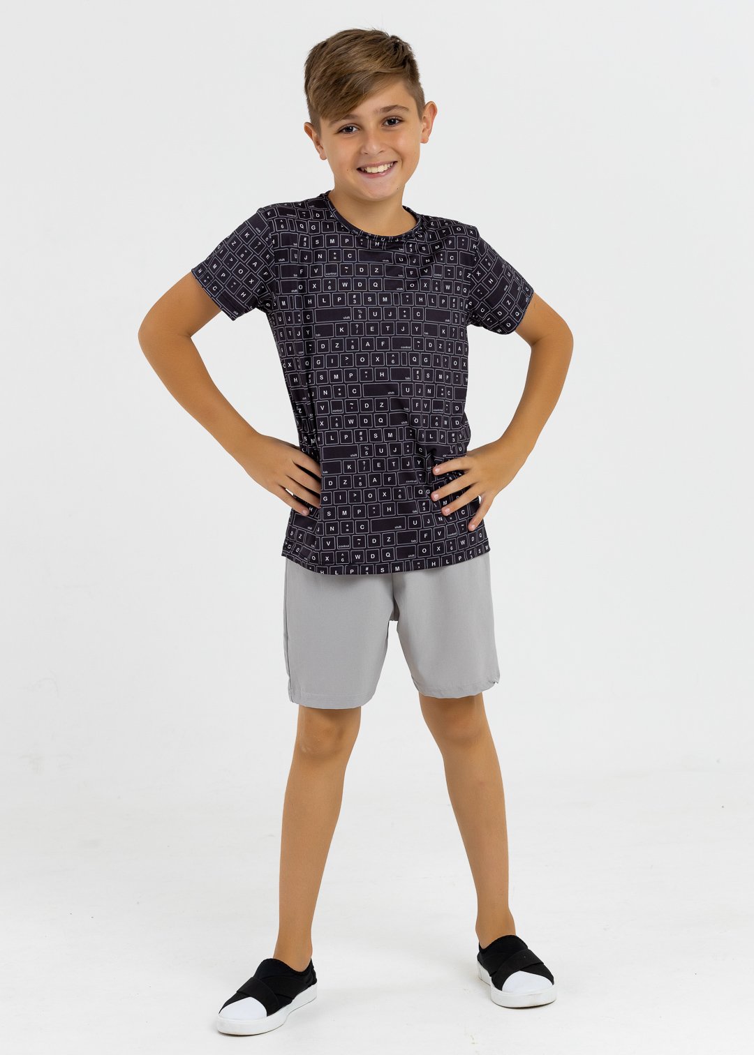comprar moda infantil direto de fabrica online brilha kids bermuda tactel cinza