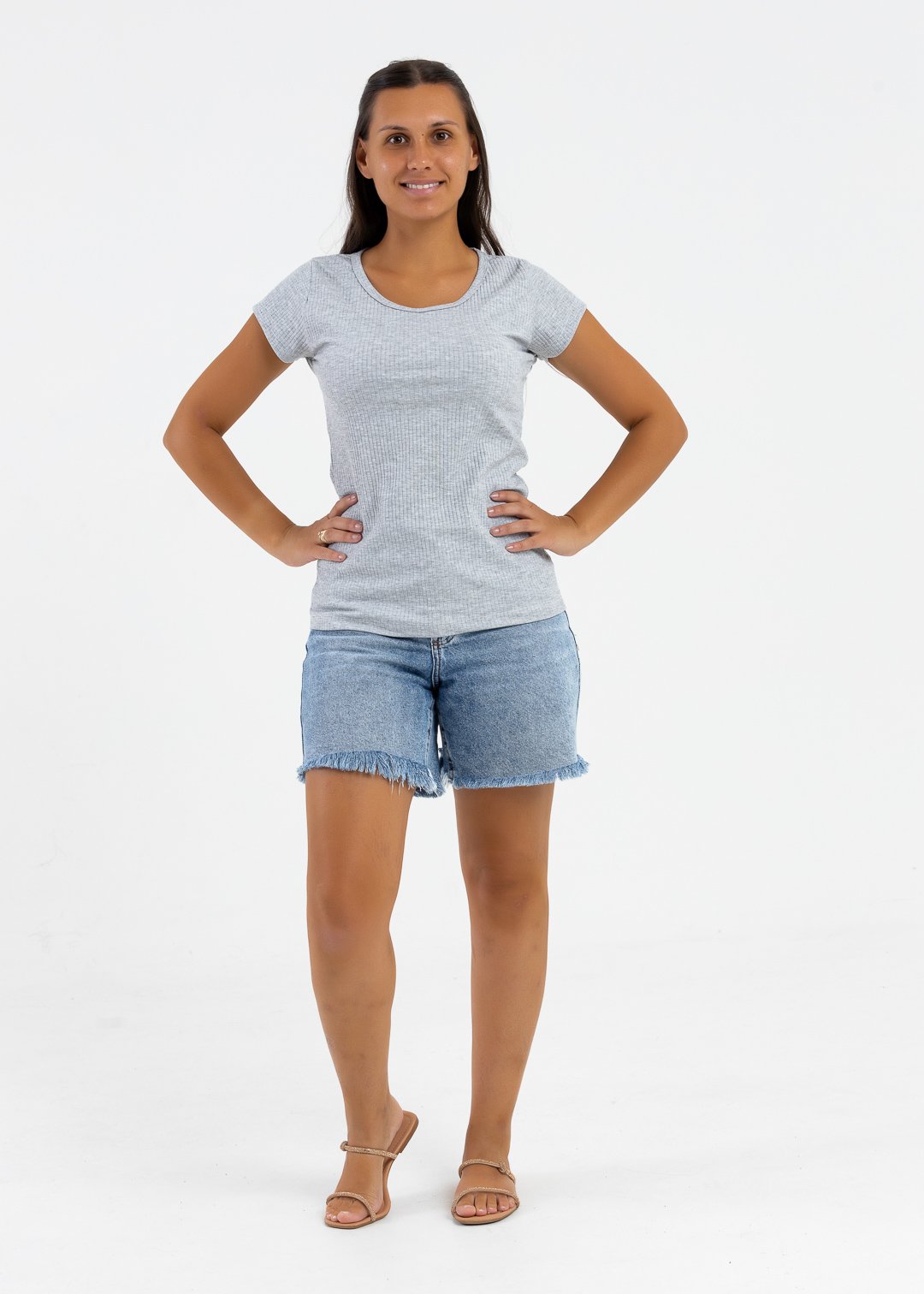 comprar moda infantil direto de fabrica online brilha kids adulto camiseta canelada mescla