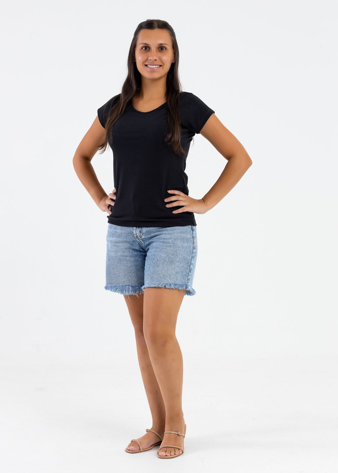comprar moda infantil direto de fabrica online brilha kids adulto camiseta canelada preto