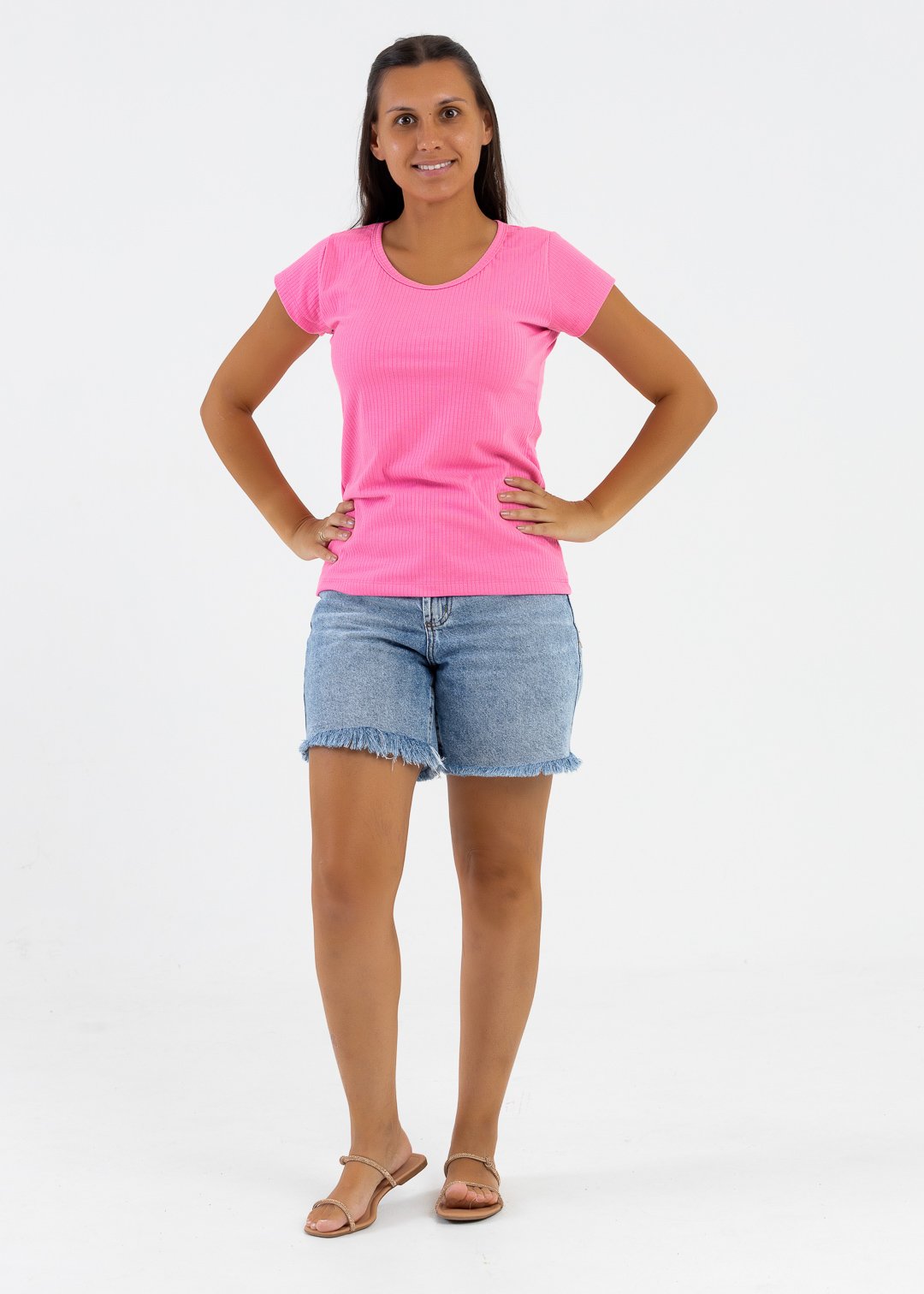 comprar moda infantil direto de fabrica online brilha kids adulto camiseta canelada rosa