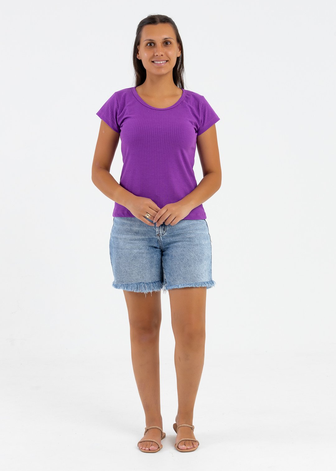comprar moda infantil direto de fabrica online brilha kids adulto camiseta canelada roxo 2