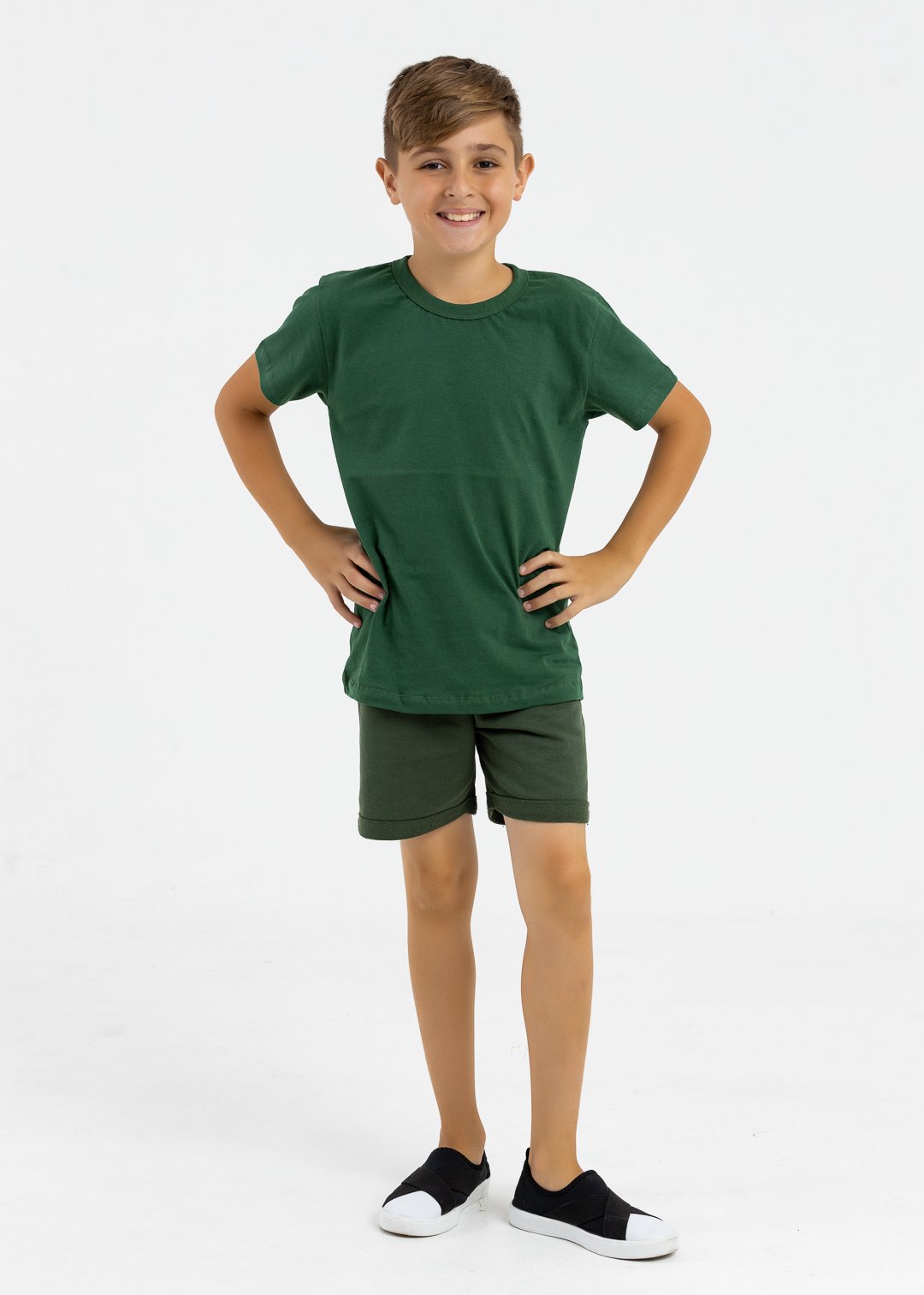 comprar moda infantil direto de fabrica online brilha kids bermuda verde moletinho camiseta 2