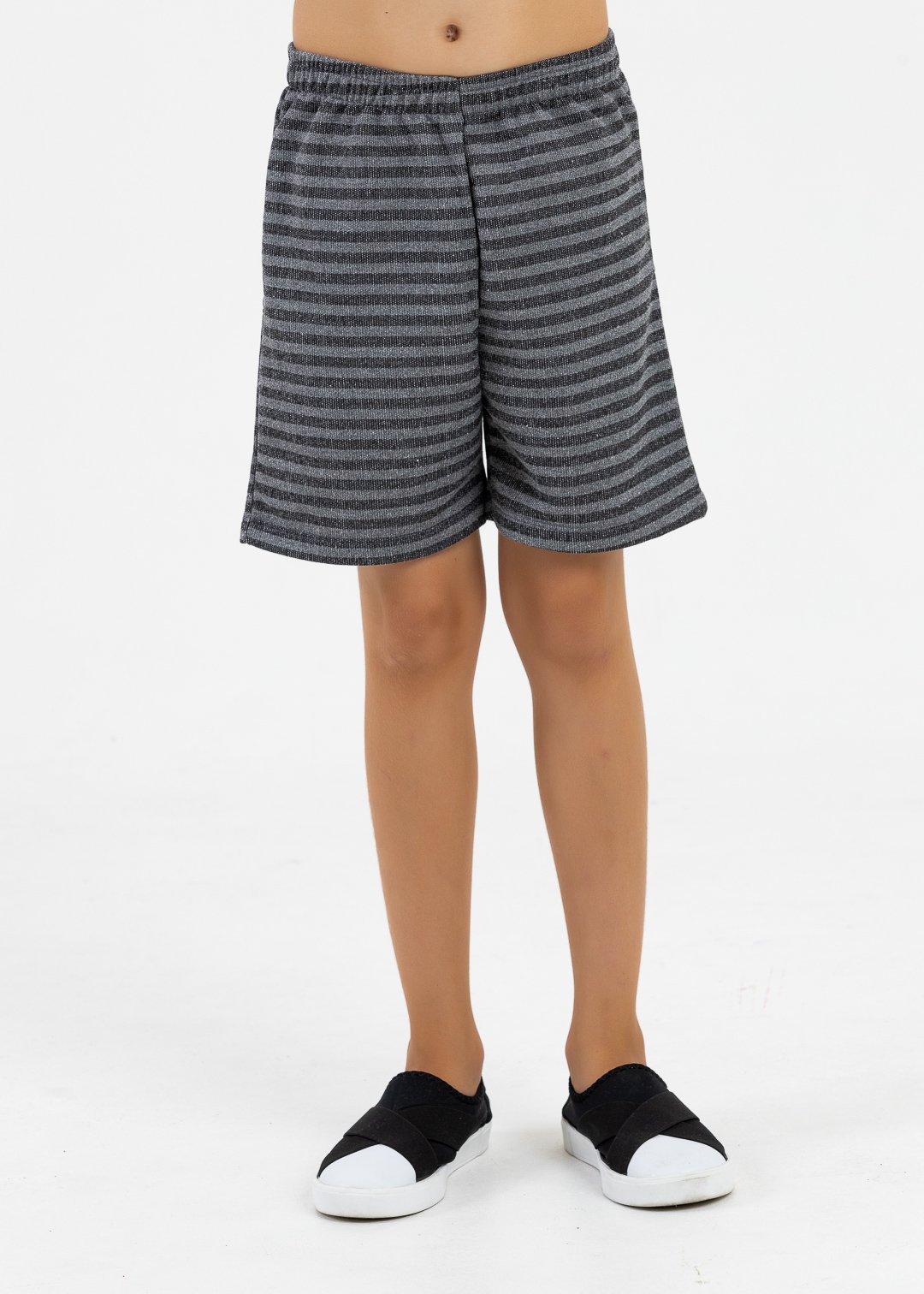 comprar moda infantil direto de fabrica online brilha kids bermuda listrado chumbo moletinho