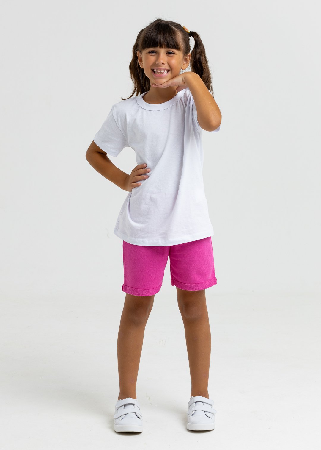comprar moda infantil direto de fabrica online brilha kids bermuda mescla pink moletinho