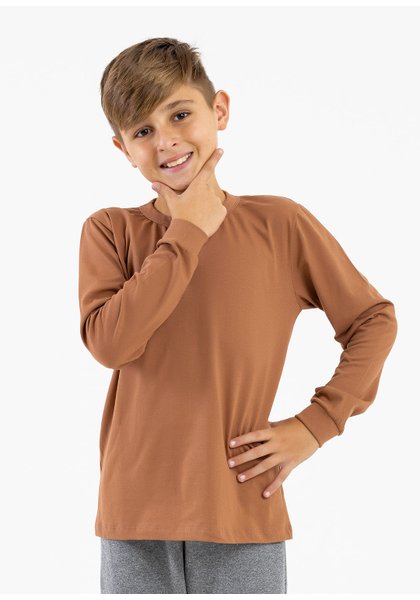 comprar moda infantil direto de fabrica online brilha kids camiseta manga longa marrom