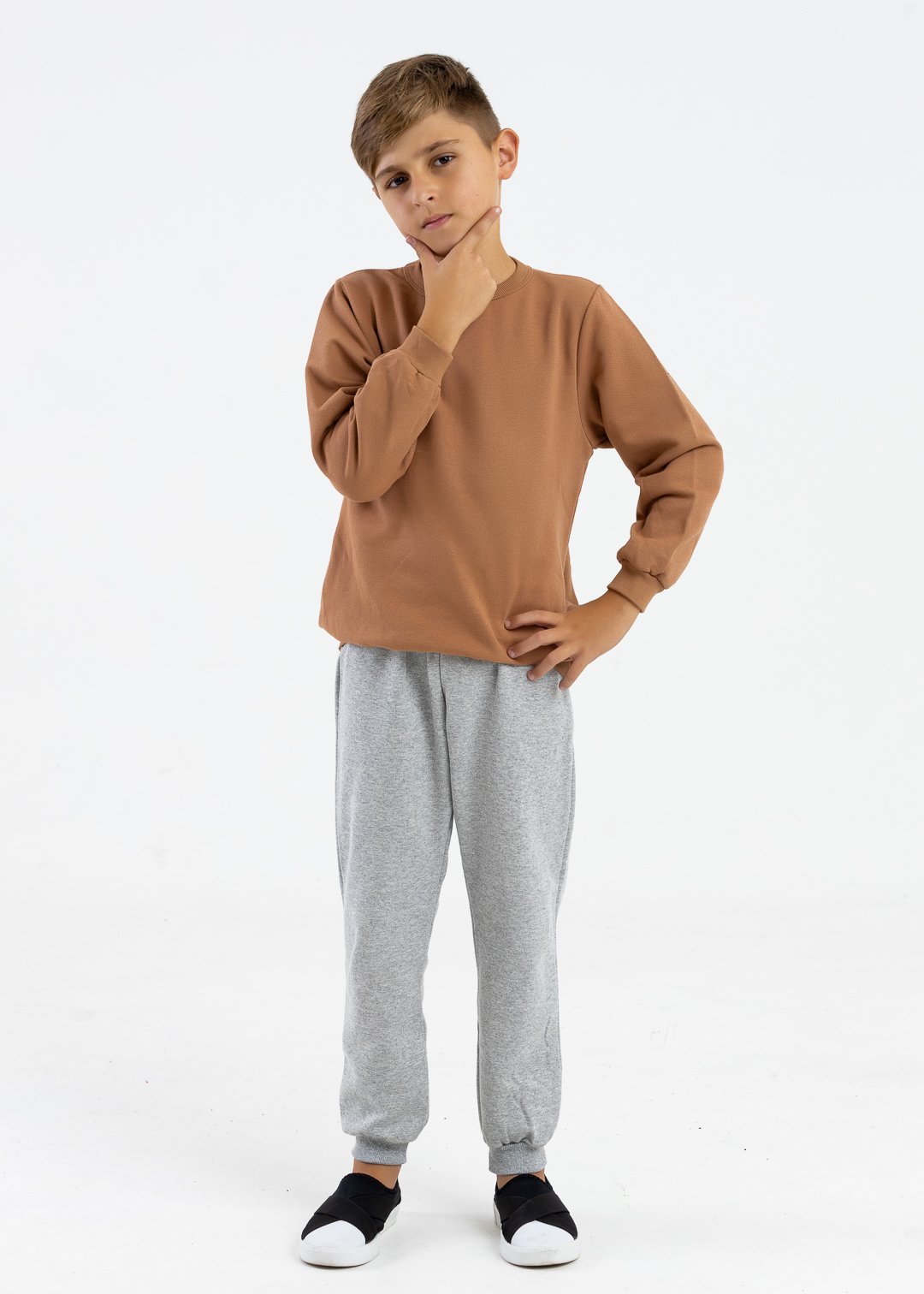 comprar moda infantil direto de fabrica online brilha kids mescla calca e casaco marrom 2