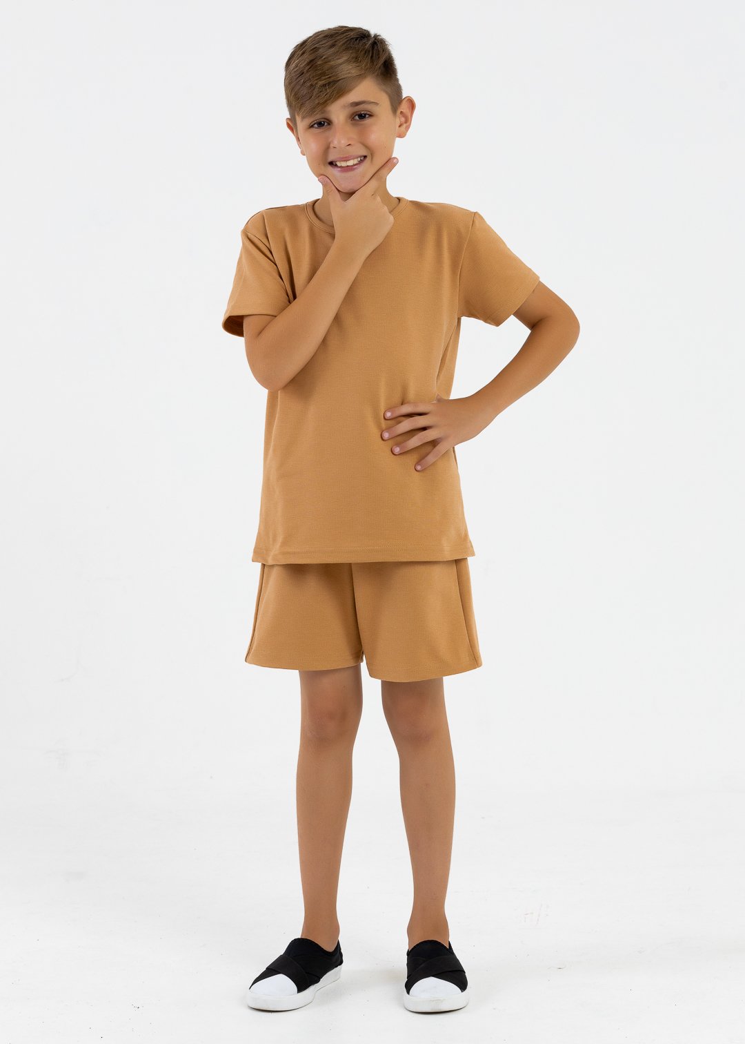 comprar moda infantil direto de fabrica online brilha kids molecotton marrom conjunto 2