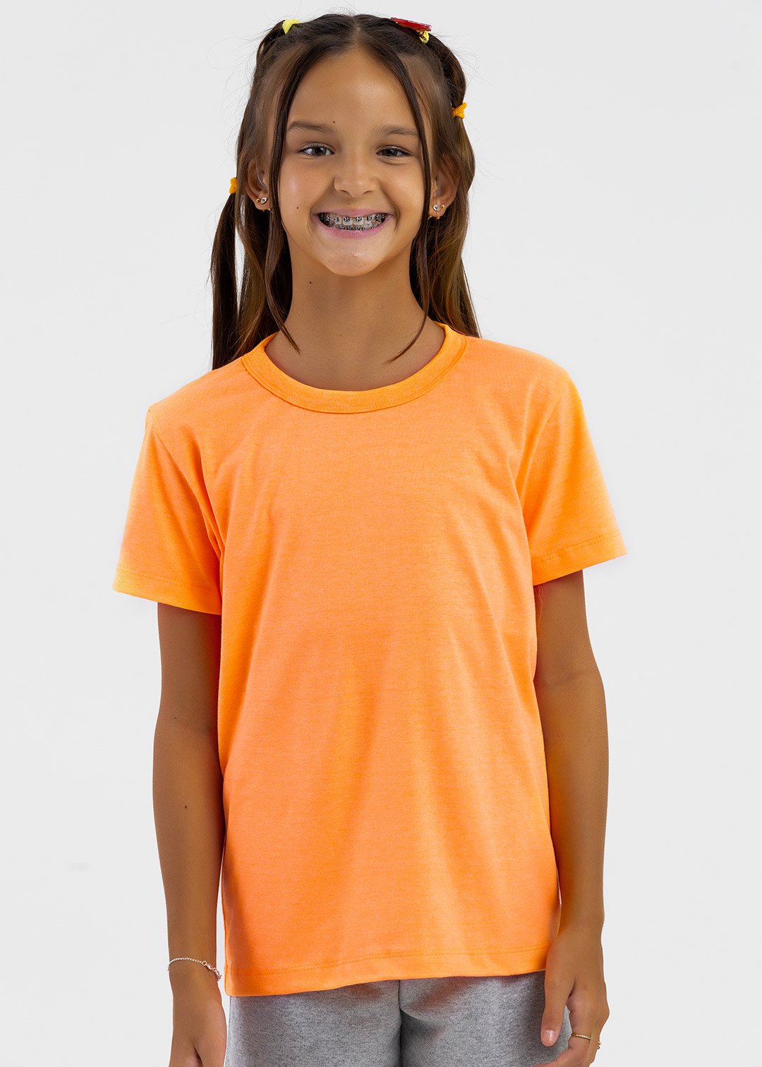 comprar moda infantil direto de fabrica online brilha kids camsieta meia malha laranja neon 2