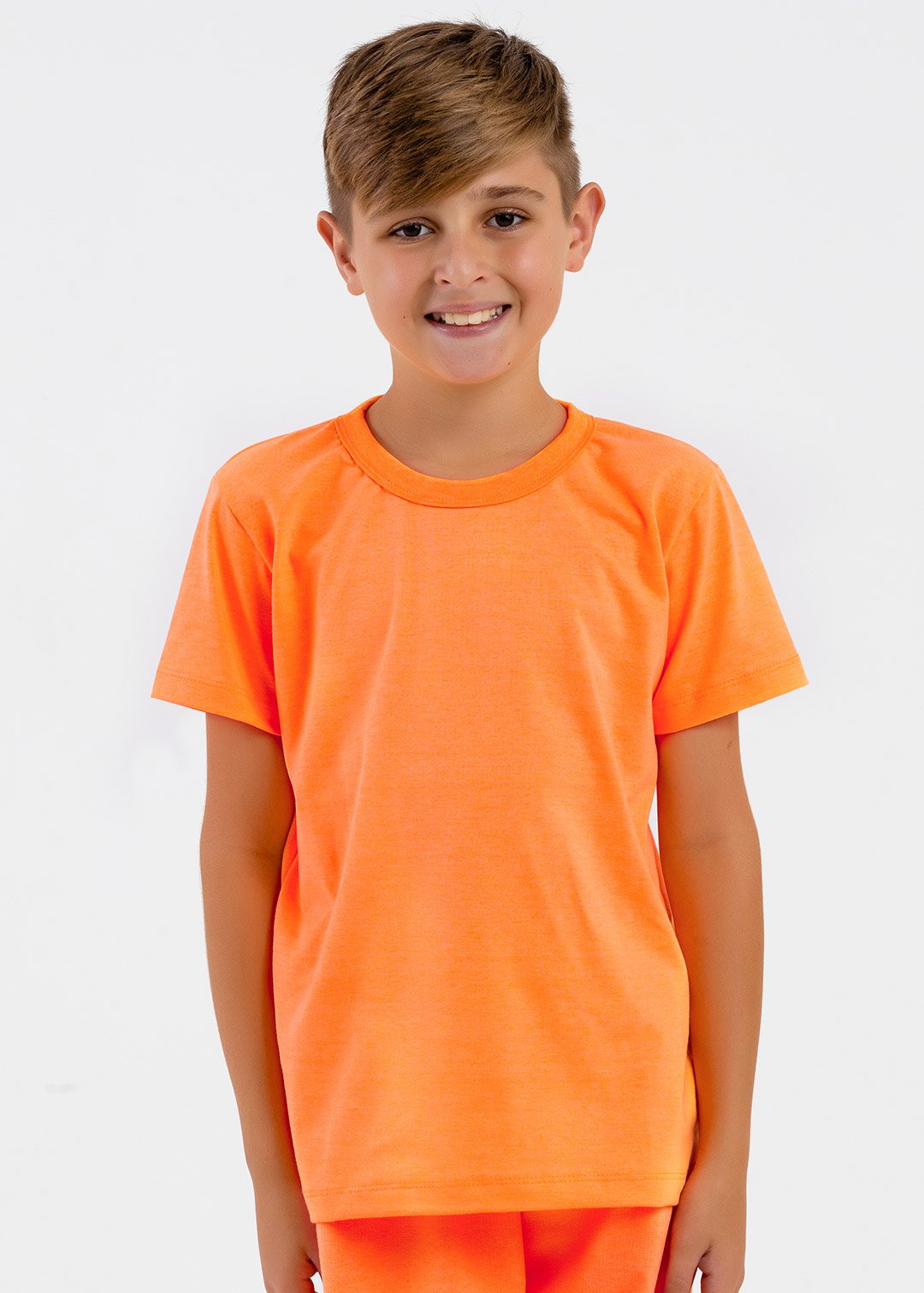 comprar moda infantil direto de fabrica online brilha kids camsieta meia malha laranja neon 5