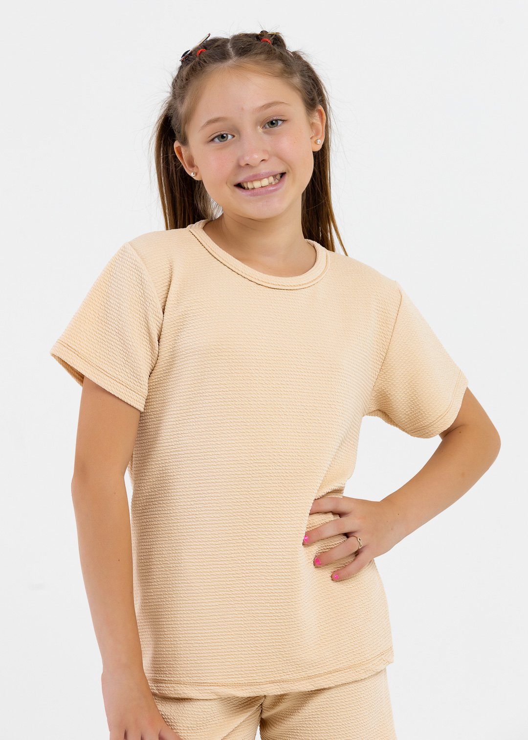 comprar moda infantil direto de fabrica online brilha kids turim bege camiseta 2