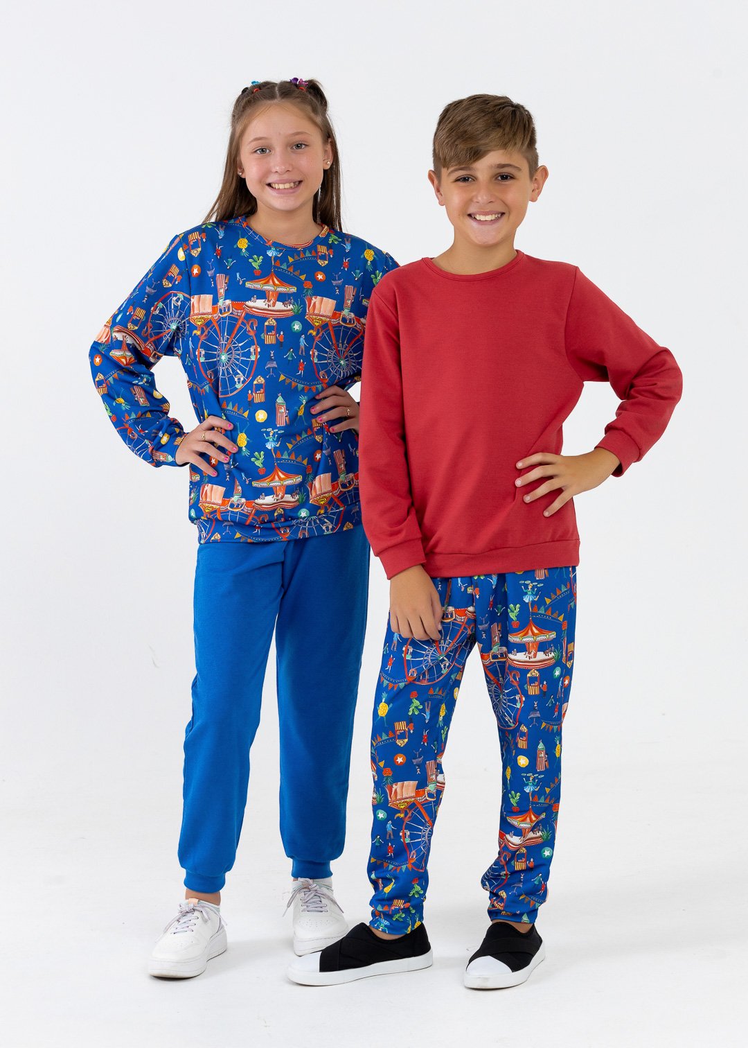 comprar moda infantil direto de fabrica online brilha kids molecotton circo conjunto casaco vermelho e calca azul royal