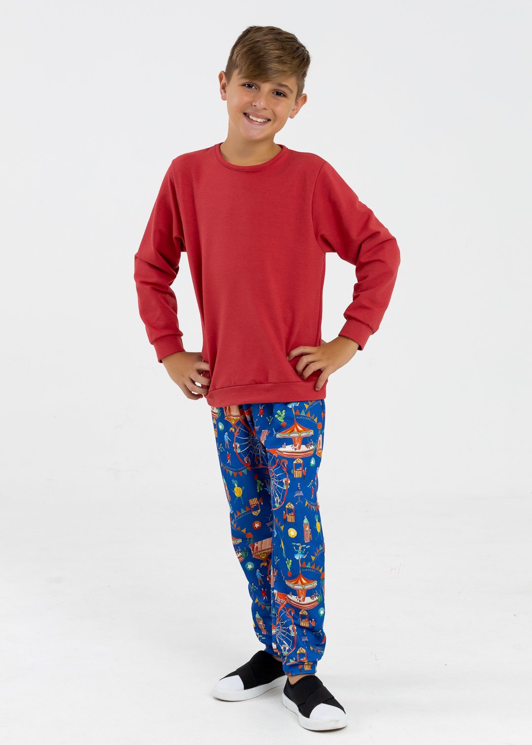 comprar moda infantil direto de fabrica online brilha kids molecotton circo calca casaco vermelho