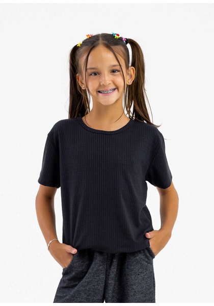 comprar moda infantil direto de fabrica online brilha kids camieta canelada preto