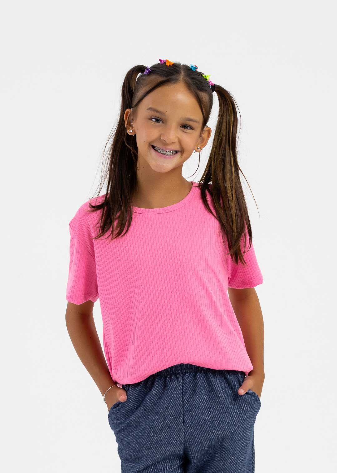 comprar moda infantil direto de fabrica online brilha kids camieta canelada rosa