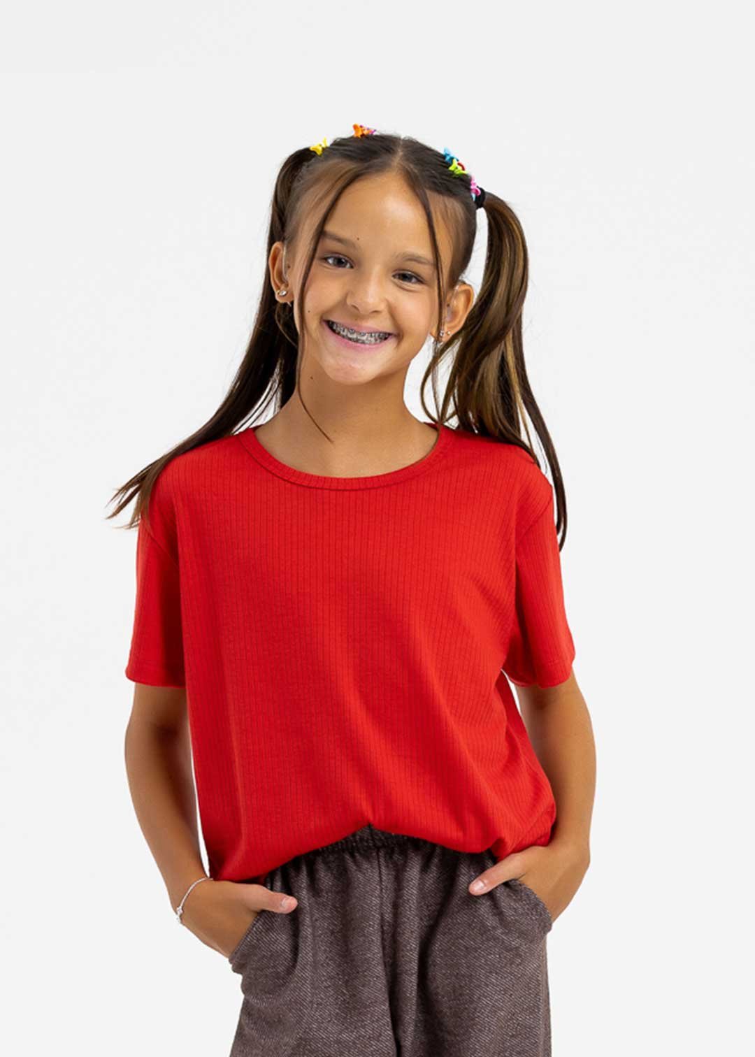 comprar moda infantil direto de fabrica online brilha kids camieta canelada vermelho