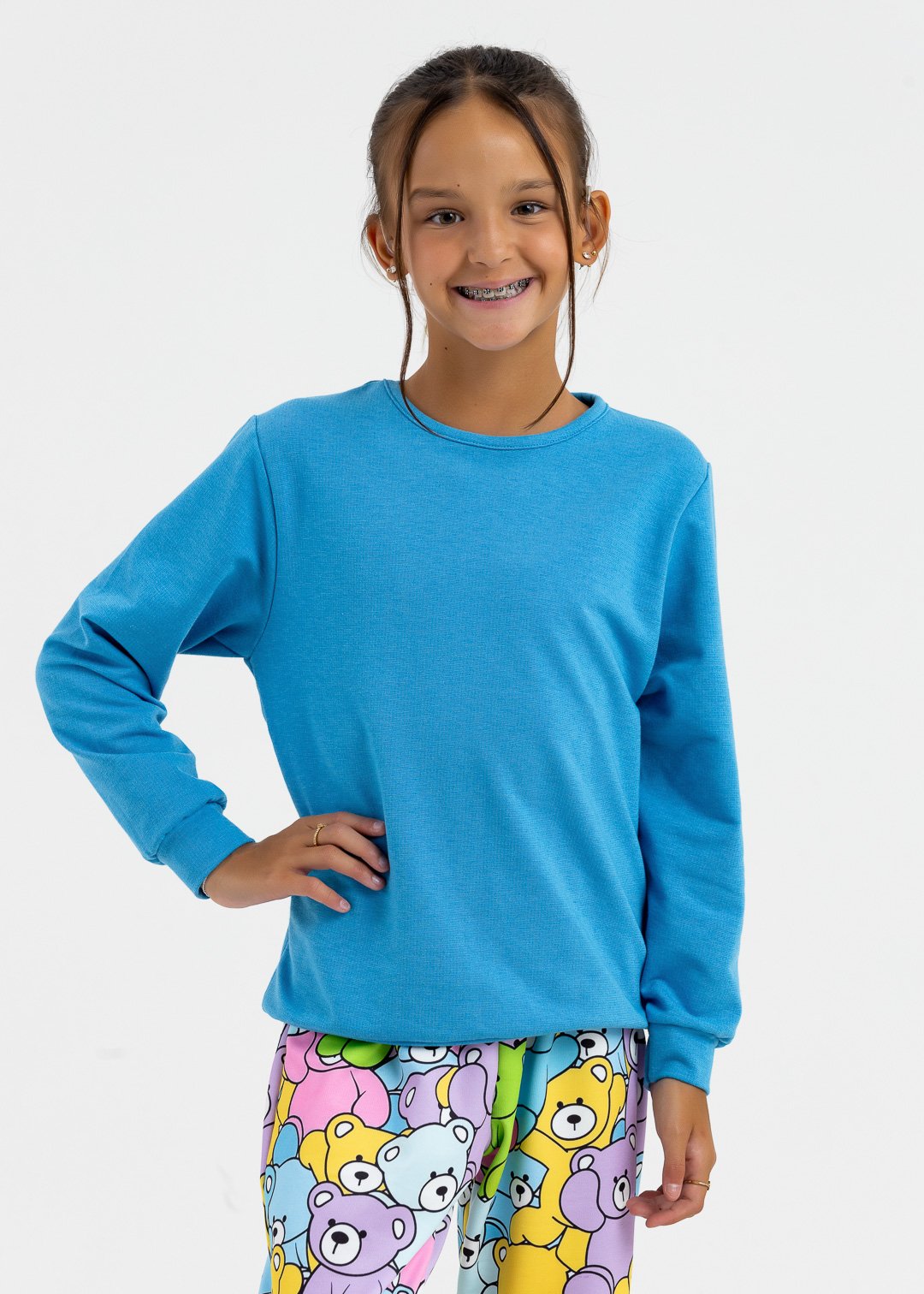 comprar moda infantil direto de fabrica online brilha kids molecotton casaco azul turquesa