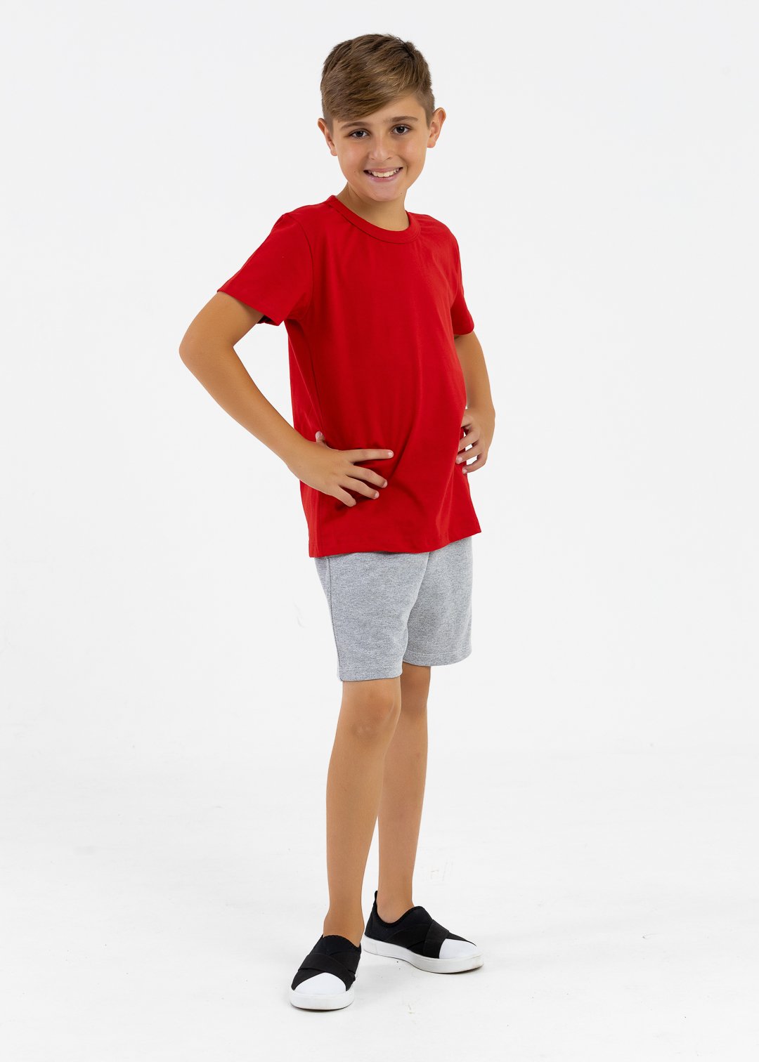 comprar moda infantil direto de fabrica online brilha kids meia malha vermelho camiseta manga curta bermuda mescla moletinho