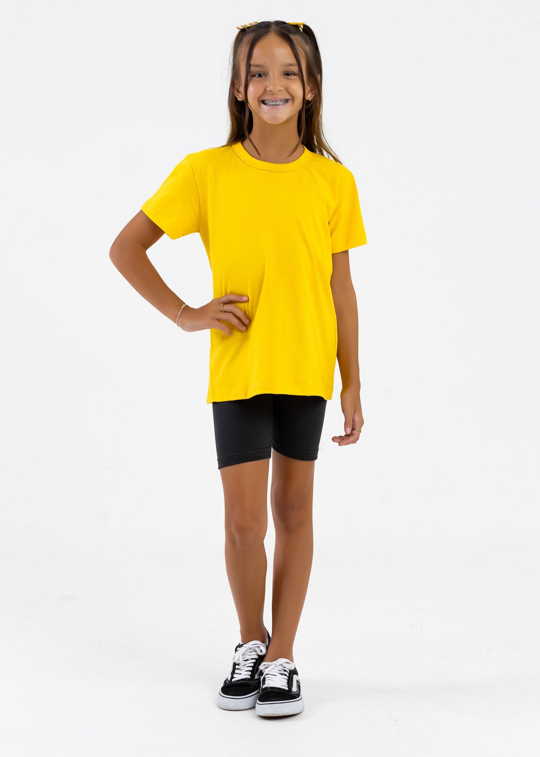 comprar moda infantil direto de fabrica online brilha kids camiseta meia malha amarelo ciclista preto