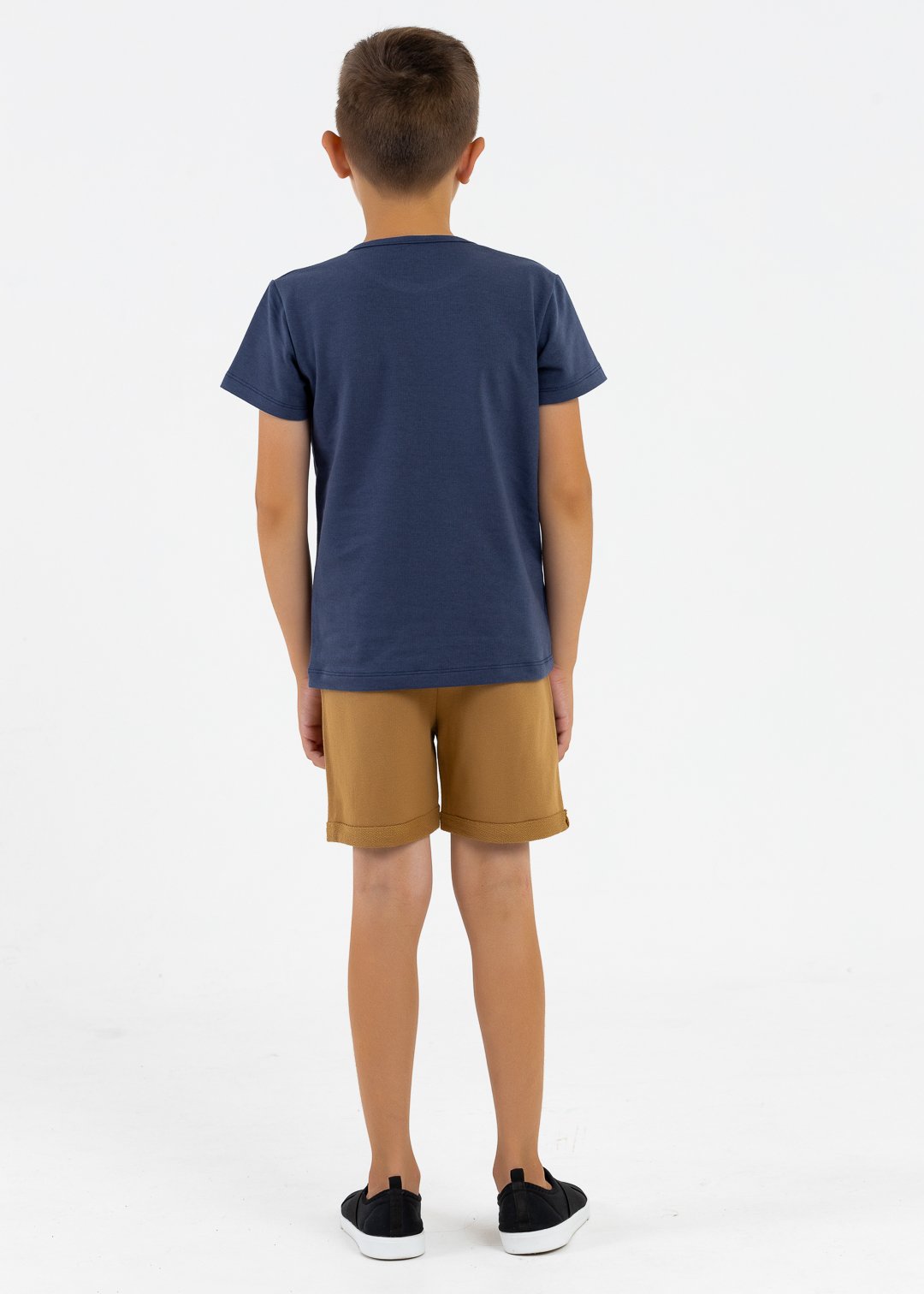 comprar moda infantil direto de fabrica online brilha kids camiseta molecotton azul marinho bermuda marrom 3