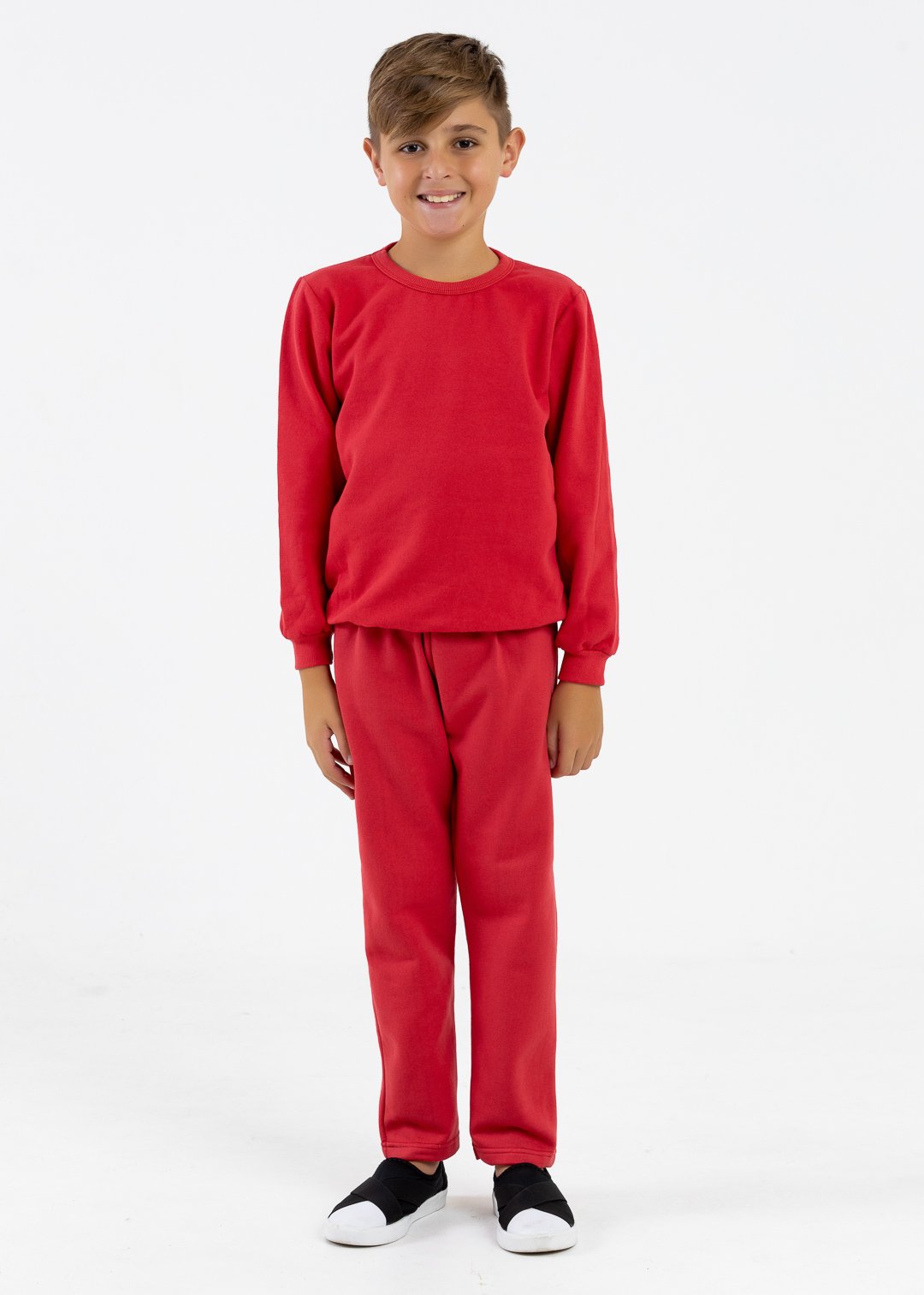 comprar moda infantil direto de fabrica online brilha kids moletom casaco e calca vermelho