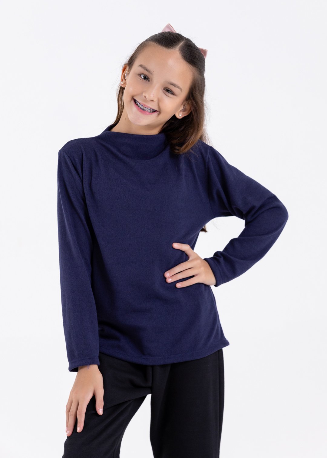 blusa lanzinha azul marinho comprar moda infantil direto de fabrica online brilha kids 103