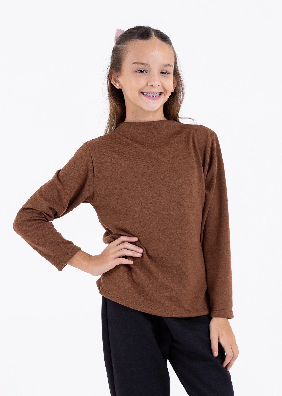 blusa lanzinha marrom comprar moda infantil direto de fabrica online brilha kids 136